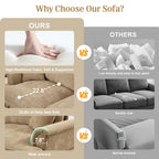 107'' Modern Sectional Sofa, Upholstered U-Shaped Couch with Removable Ruffles Pleats Skirts, Silver Chenille Cloud Couch, Ottoman, Flared Arms, 4-Seat Couches for Living Room, Bedroom, Camel