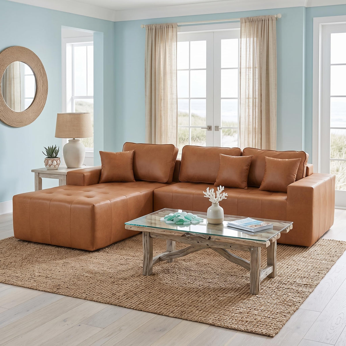 108" Faux Leather L-Shaped Sectional Sofa Bed, Corner Chaise Lounge with High-Density Sponge Cushions, No-Assembly Compressed Box Delivery, Convertible Couch for Living Room, Apartment, Guest Room