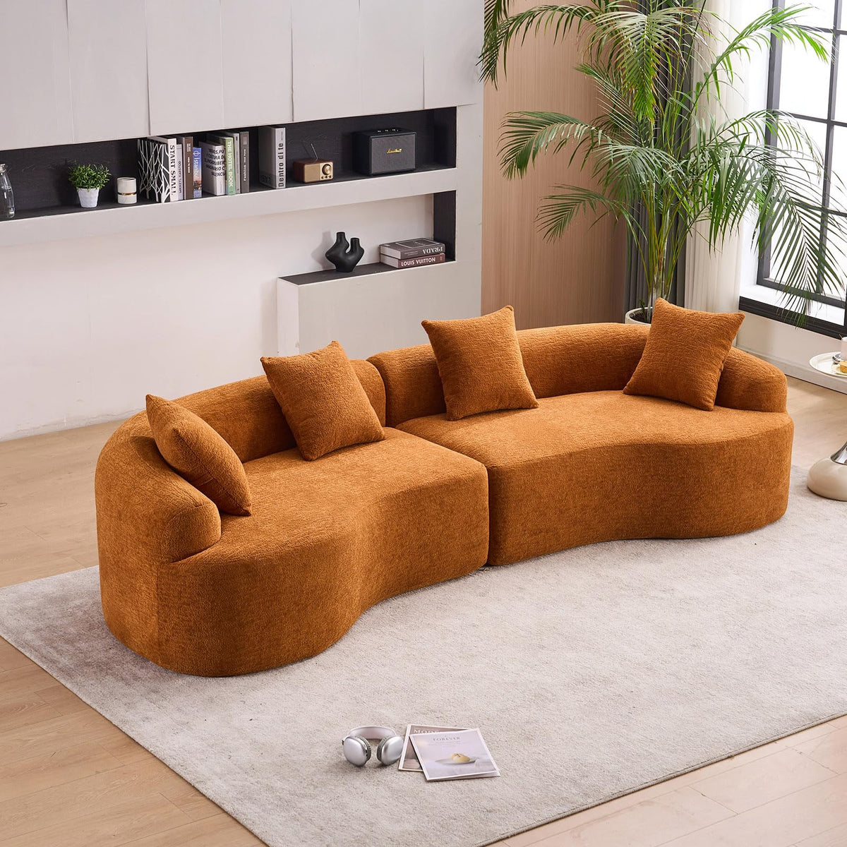 110'' Curved Boneless Sofa, Compression Sofa Modular Sectional Couch