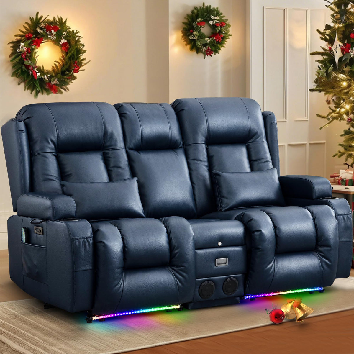 TUNYI Power Loveseat Recliner Sofa with Massage & Heat