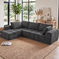 116" Modular Boneless Couch for Living Room, Modern Sectional Chenille Sofa with Oversized Deep Seat,Cloud Couch with L-Shape Chaise,No Assembly Required,Gray