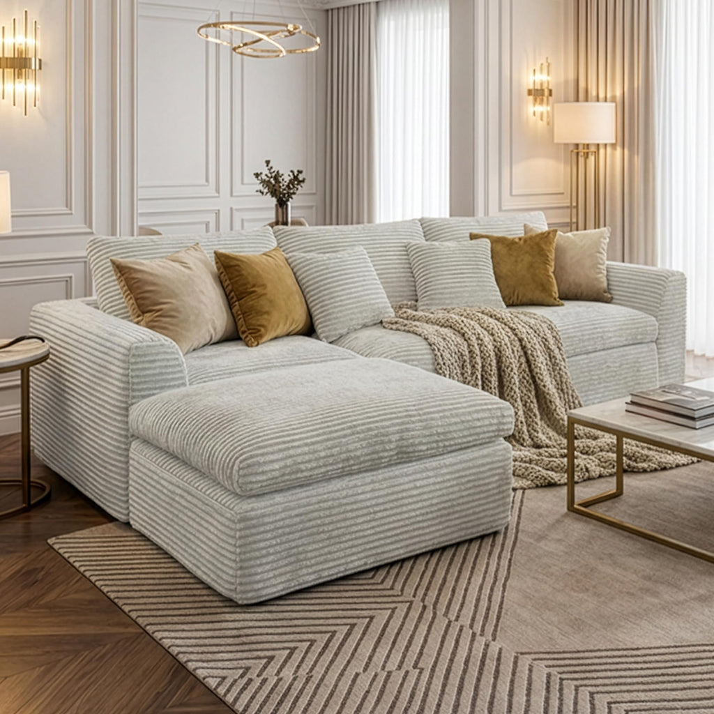 108 inch high Resilience Boneless Sponge Sofa with 30 Density, Double Layer Cloud Like Cushions, Multiple Combination Options, no Installation Required,