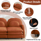 129.1" Modular Sectional Couch, Teddy Fleece Fabric, Orange