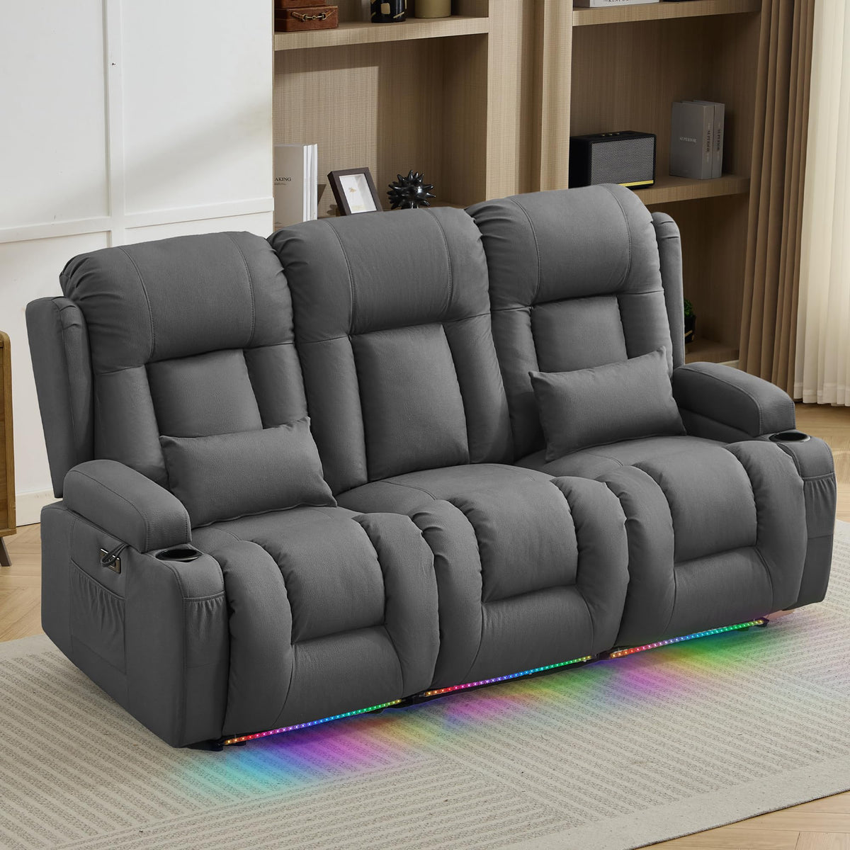 TUNYI Wall Hugger Home Theater Seating, Power Loveseat Recliner Sofa