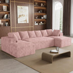 131" Oversized Cloud‑Style Boneless Sofa, Pink
