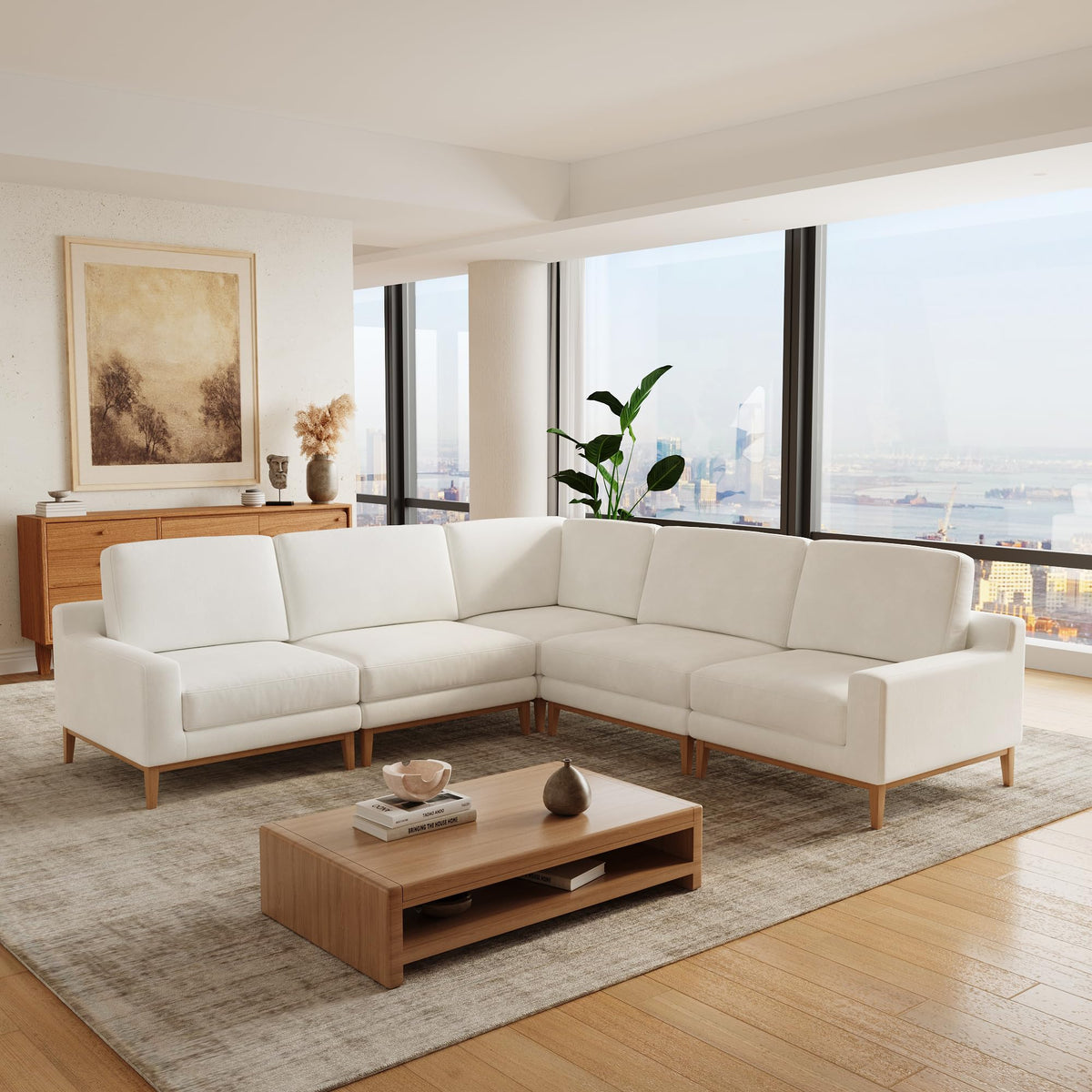 WJShome Oversized LoveSeat Modular Sectional Sofa, Wide Deep Seat Solid Wood Cloud Couch, FSC Certified Comfortable Cloud Couch Sectional, Sofa Covers Removable, White