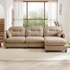 107" Modular Sectional Sofa, Comfy U Shaped Cloud Couch with Ottoman, Chenille Sofa Sleeper Deep Seat Sofas with Throw Pillows for Apartment-Camel