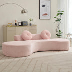 105.5''Curved Sofa, Sofa, Cloud Couch Sofa 3 4 Seater Couch with 2 Pillows,Bedroom, No Assembly Required, Point Shaped Corduroy,(Anti Wrinkle),Pink TJ275