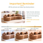 110.2" Boneless Curved Modular Sofa, Modern S-Shaped Chenille Upholstered Couch with 4 Pillows, Spring & Foam Support Soft Packed Sofa for Small Space Living Room, Home Decor (Caramel, 4)