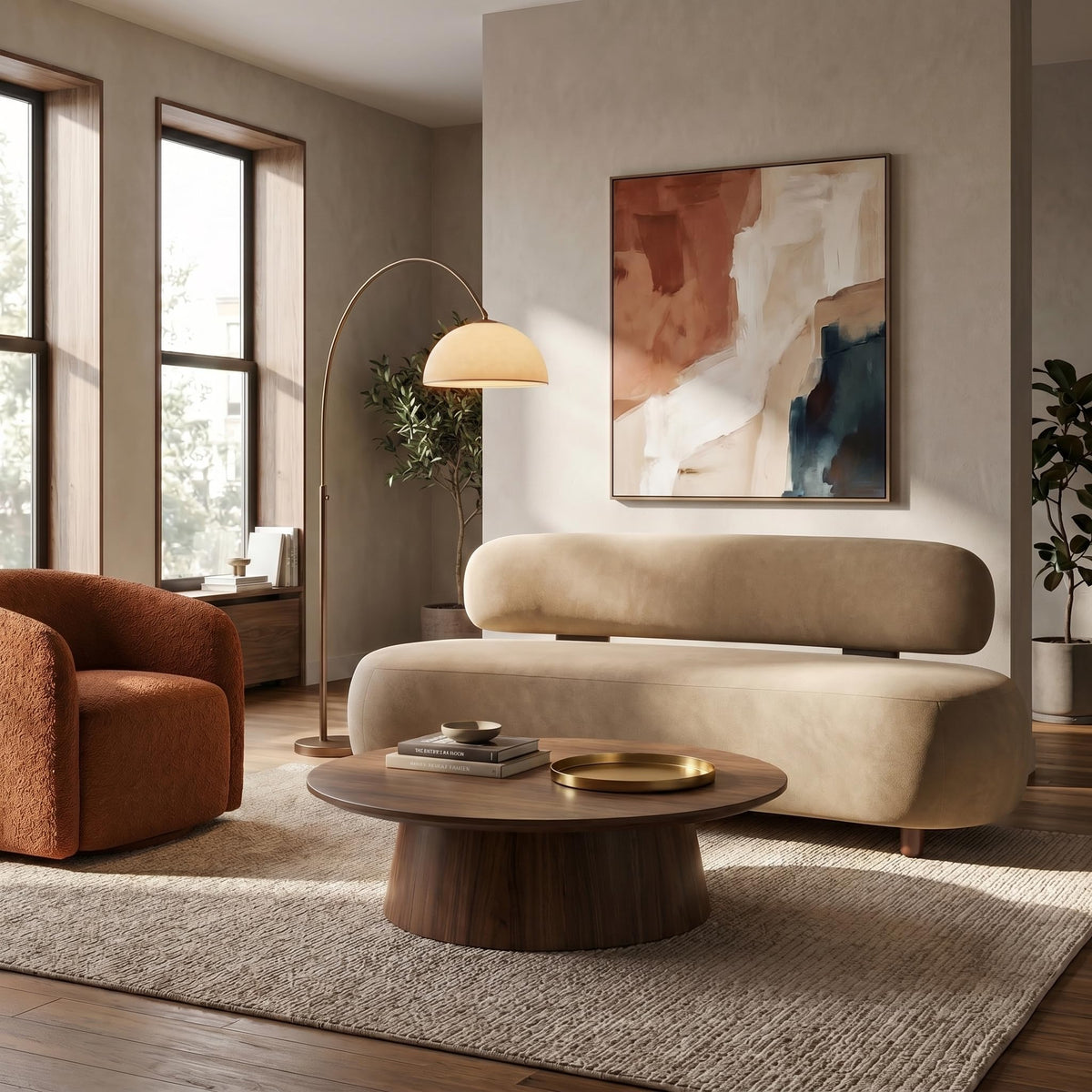 WILLIAMSPACE 66" Modern Velvet Curved Sofa Couch for Living Room, Nomad