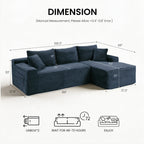 106" Modular Boneless Sofa, Sectional Chaise L-Shaped Couch for Living Room