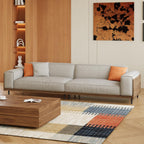 110.24" Mid-Century Modern 4-Seater Sofa, Large Couch with Solid Wood Frame & High-Density Cushions, Upholstered Living Room Sofa for Apartment & Office, Gray