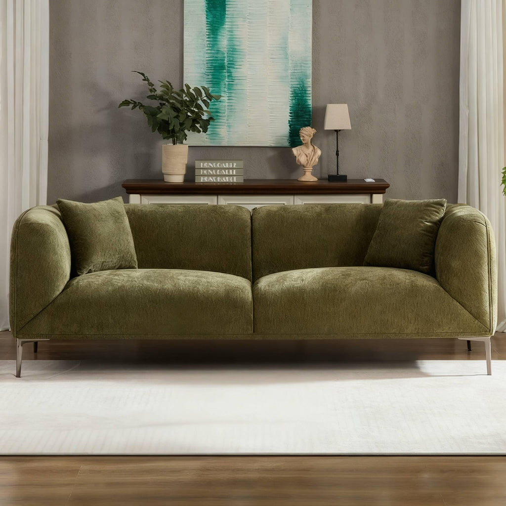 WILLIAMSPACE 66" Modern Velvet Curved Sofa Couch for Living Room, Nomad