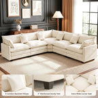 114" V‑Shaped Cloud Modular Sectional Sofa Couch, Chenille Corner Design