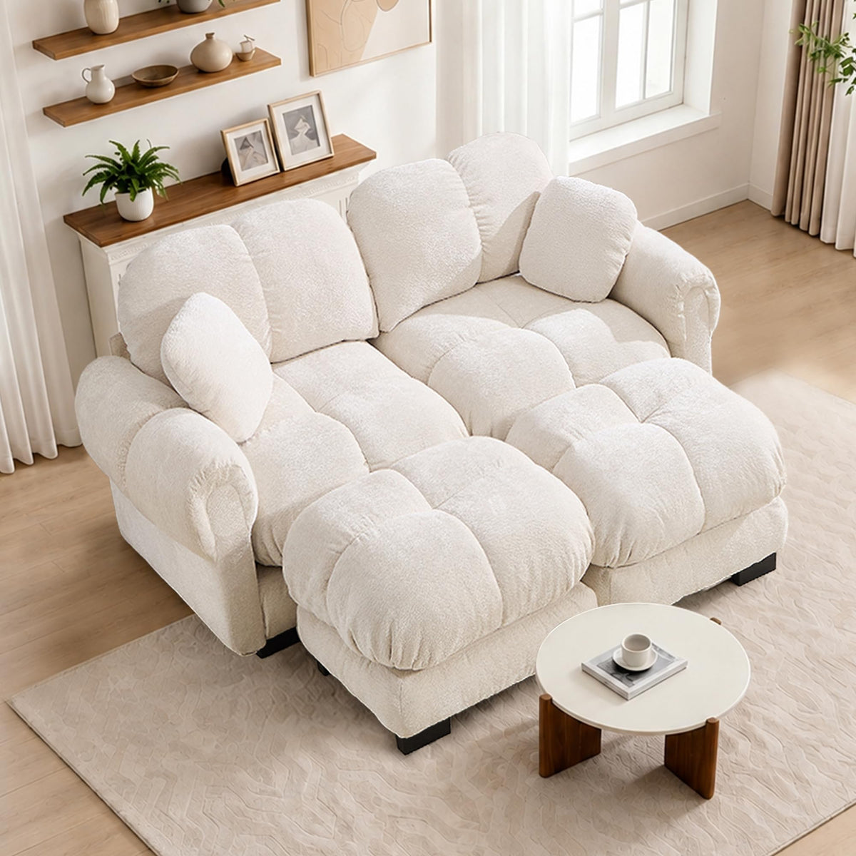 103.9" Modular Cloud Couch, Oversize U-Shaped Sectional Sofa with Ottoman, Deep Seat Chenille Couch, Anti-Slip Design, Modern 3-Seater Sofa for Living Room/Apartment/Bedroom, Brown
