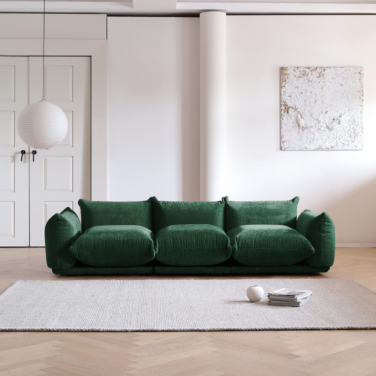 WJShome Modular Sectional Couch, Lovesofa Convertible Sofa, 77.16in Minimalist Modern Chenille Yarn 2 Seater Living Room Sofa Set for Office & House, Red