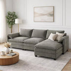 VidaNaticle 95" Boneless Modular Sectional Cloud Couch, Beige