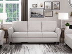 Tidyard Modern Transitional Sand Hued Textured Fabric Sofa with Attached Cushions, Solid Wood Frame, Pocket Coils, Faux Wood Feet, 80.? x 3? x 34.?H