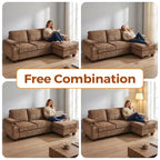 110" L Shaped Modern Couch with Storage with Adjustable Armrest Cup Holders USB & Type-C Ports Couch for Living Room and Small Spaces,Brown