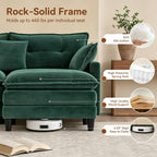 107.3'' Oversized Cloud Couch L Shaped Modular Sectional Sofa, Premier Comfy Corduroy Couch with Ottoman, Modern 3 Deep Seat Sectional Couches for Living Room, Solid Wood Frame&Spring,Tool-Free Green