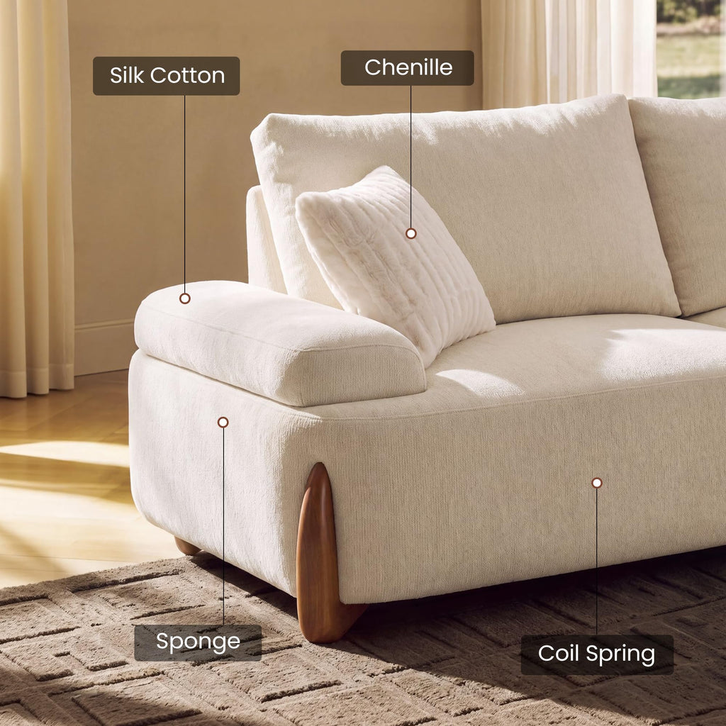 114.2" Modern Modular Couch for Living Room, L-Shaped Sectional Sofa, Beige