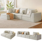 109" Oversized Modular Sectional Sofa L Shaped, Cloud Sectional Couch with Ottoman Deep Seat,Boneless Memory Foam Sofa for Living Room,Teddy Fleece Fabric, No Tools Assembly Required (Beige,1 Ottoman)