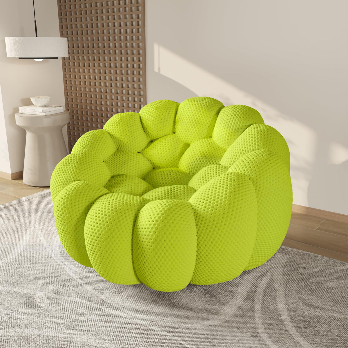 WJShome Modern Bubble Sofa Couch, 79.53" Curved Sofas for Living Room, Boneless Large Bean Bag Chair,Deep Seat Floor Sofas Chair Lounge 3 Seater for Home,Orange