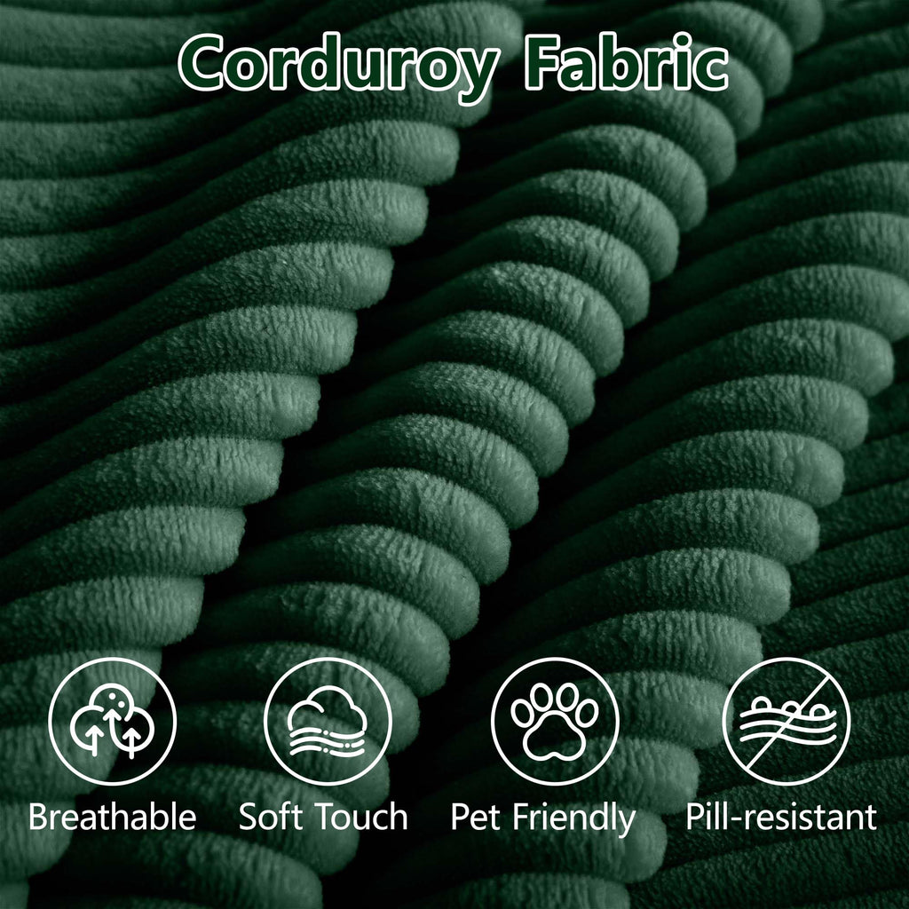 115" Oversize Modular Cloud Couch Sectional - Deep Seat U-Shaped Sofa, 3 Seats with 2 Ottomans,Pet-Friendly Fabric,Green Corduroy