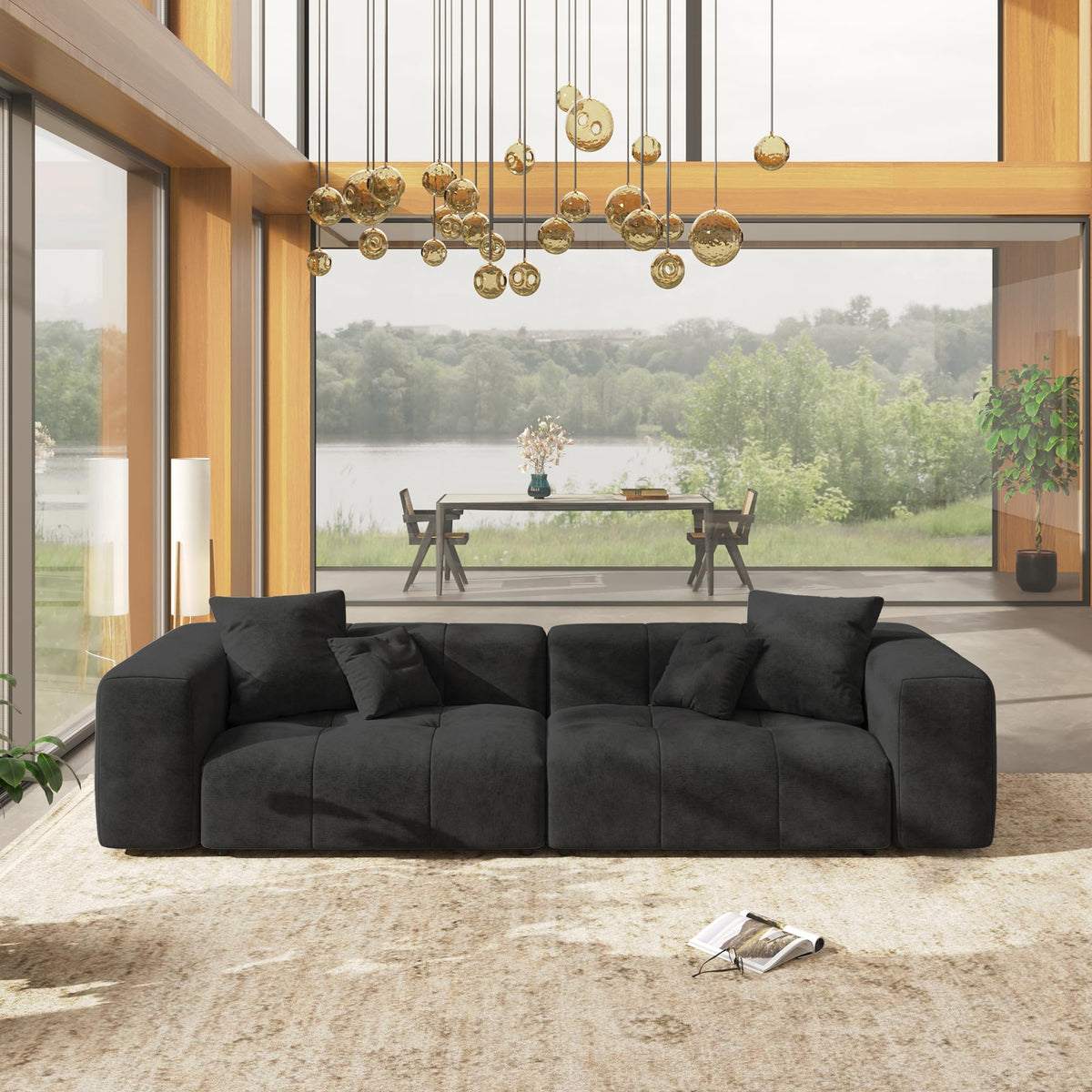 WJShome Oversized Sectional Couches for Living Room,183" V Shaped Couch, 6-Seater Cloud Modular Sectional Sofa, Linen Deep Seat Cloud Couches for Living Room,White