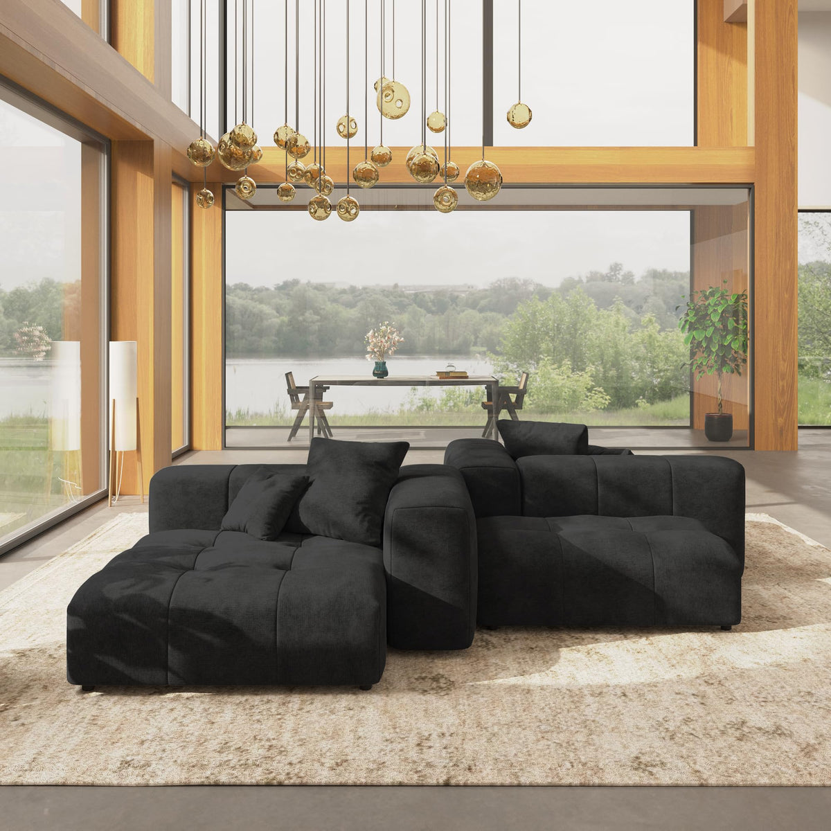 WJShome Oversized Sectional Couches for Living Room,183" V Shaped Couch, 6-Seater Cloud Modular Sectional Sofa, Linen Deep Seat Cloud Couches for Living Room,White