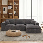 108" Cloud Sectional Sofa, L-Shape Modular Couch with Chaise & Ottoman, Corduroy Fabric, Oversized Deep Seat Sofa, Interchangeable Sections for Living Room or Offices