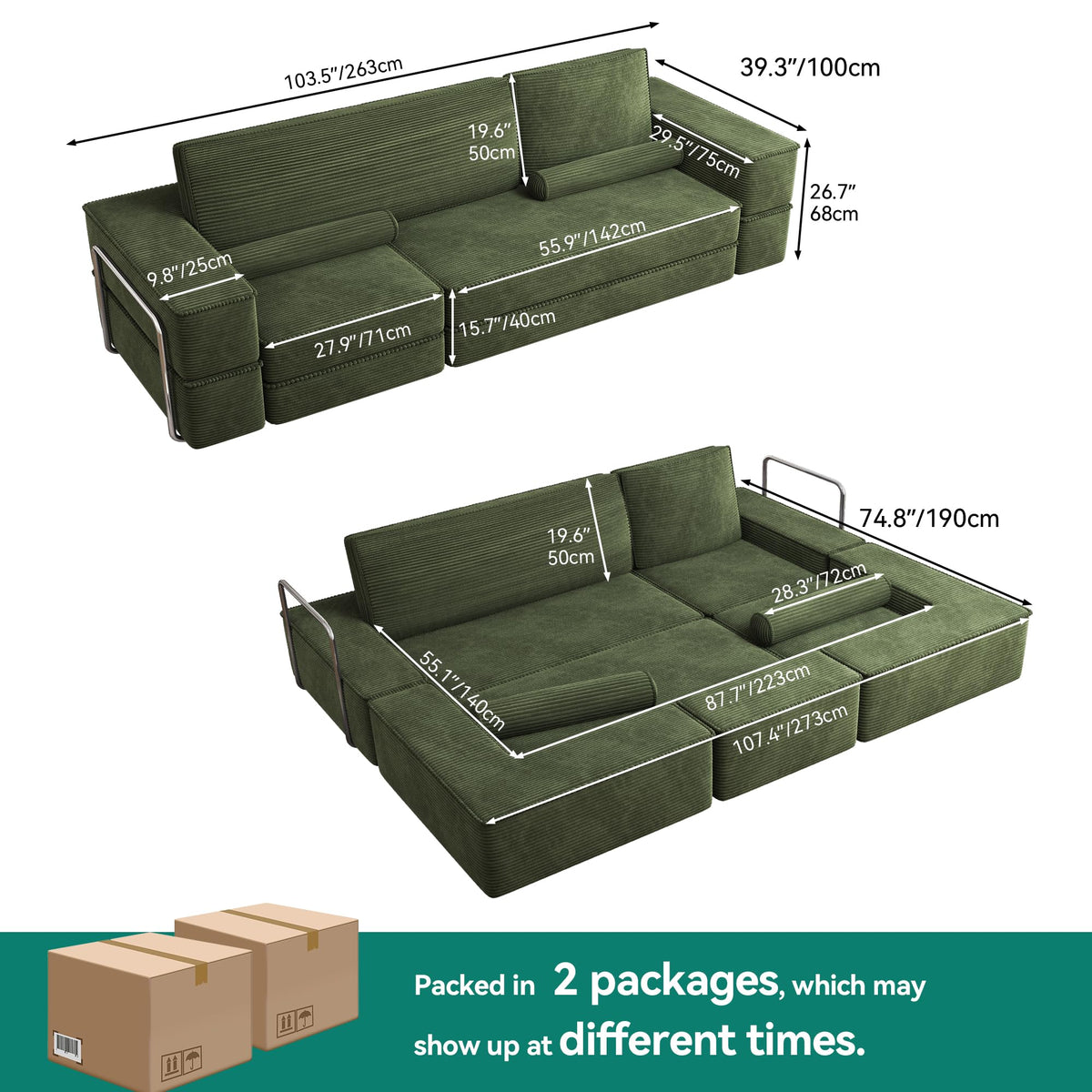 YITAHOME 103" Convertible Sofa 65 20260918QWE65