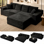 130" Modular Sectional Sofa with Ottoman, U-Shaped Corduroy Couch