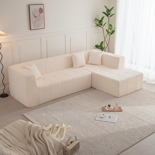 105.5" Modular L Shaped Sectional Floor Couch, Deep Seat Tufted Comfy Sofa Set with Chaise for Living Room