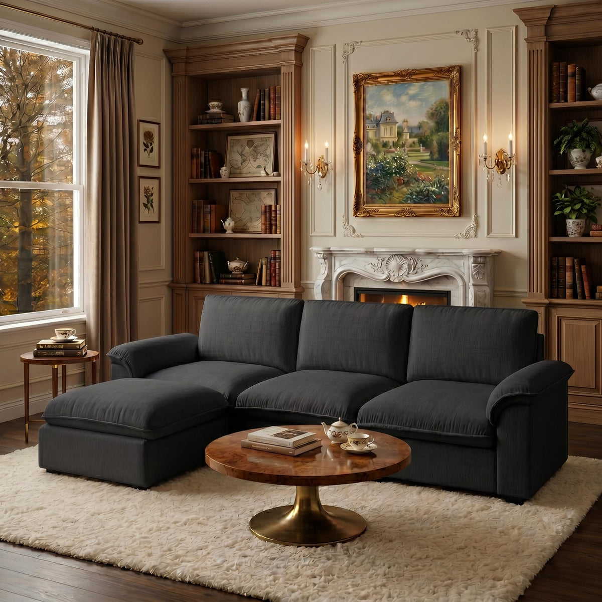 106.3" Chenille Modular Sectional Sofa,Convertible Cloud Couch