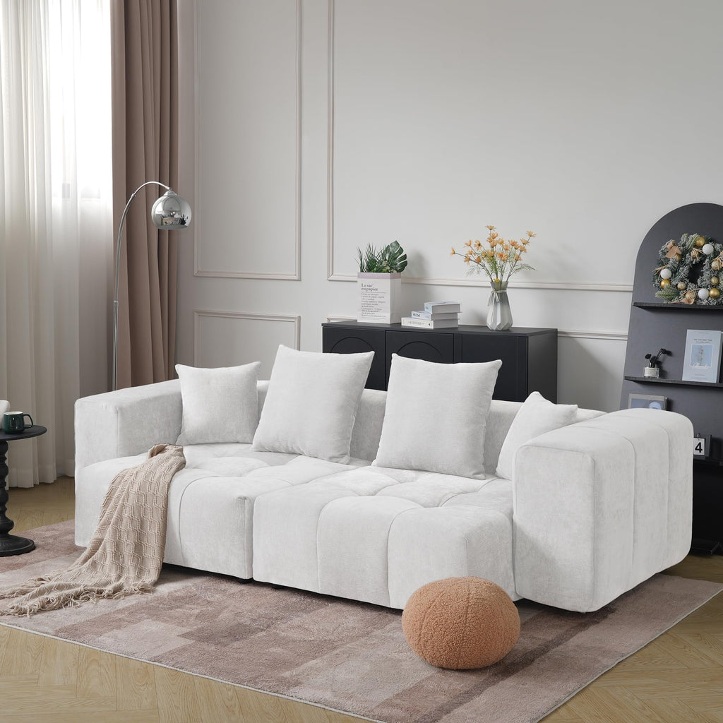 104.8" Modular Cloud Loveseat with Extra Wide & Deep Seats, Oversized 2-Seater Mid-Century Modern Couch for Living Room, Linen
