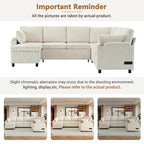 109.9" Sectional Sofa Sofa Bed Sofa Sleeper U Shaped Sofa with Ample Storage Space, Two Cup Holders and Charging Ports for Living Room, Beige