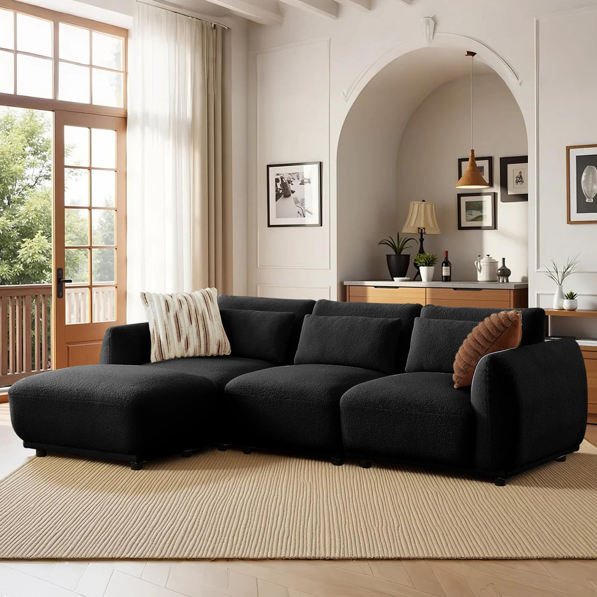 102" Modular Sectional Sofa,L-Shaped Couches with Movable Chaise,Cashmere Fabric Boneless Sofa with Deep Seat,Modern 4 Seat Cloud Sectional Couch for Living Room Office Home (Beige)
