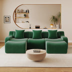 115.3" Modular Sectional Couches for Living Room, Teddy Deep Seat Sofa, 3 Seater Boneless Couch with 2 Ottoman,Orange