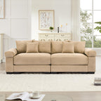 130" Oversized Modular 3-Seater Sectional Sofa, Cloud Corduroy Fabric with Extra-Thick Armrests, Ergonomic Deep Seat Couch for Living Room, Easy Assembly Sofas for Living Room(Cream)