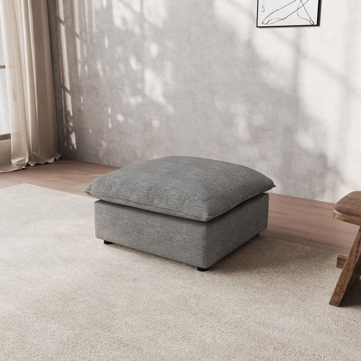 Waterproof Cloud Sectional Couches,High Backrest Down Filled Sofa for Living Room,94.5" Modular Sofas L-Shaped with Ottoman,Detachable Couch Covers,Cream White