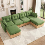 120'' U/V Shaped Cloud Couch Modular Sectional Sofa with Storage