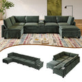121.2" Oversized Sectional Couches U-Shaped Modular Sofa Bed,Green