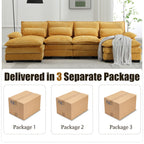 110'' U-Shaped Sectional Couch, Modern Chenille Extra Large Modular Sofa with 4 Cushions, Memory Foam Funiture Set with Double Lounger for Living Room, Office, Reception Room, Yellow