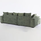 108.6" Sectional Sofa, Thickened Corduroy Sectional Couches for Living Room,Comfortable L Shaped Chaise Sectional Sofa with Storage Ottoman,Eight Throw Pillows,Green