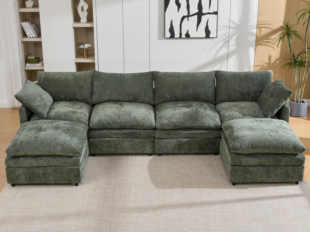 U Shaped Sectional Couches for Living Room 130"
