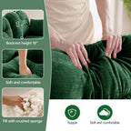 Tidyard Cloud-Like Modular Sectional Couch in Green - Plush Chenille Fabric, Tufted Backrest, High-Density Foam, Ergonomic Design with Throw Pillows & Ottoman for Bedroom or Living Room