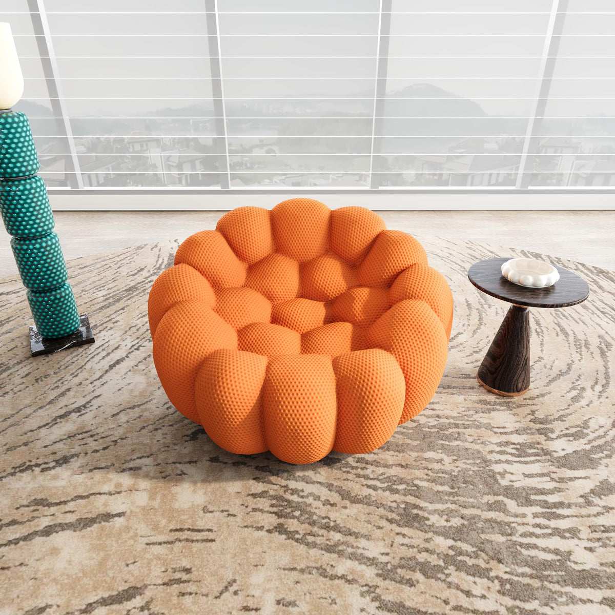 WJShome 98.43''Bubble Couch Large Seating,3D Honeycomb Shape Curved Couches,Deep Seat Floor Sofas Chair Lounge for Office,Apartment,No-Assembly,Orange