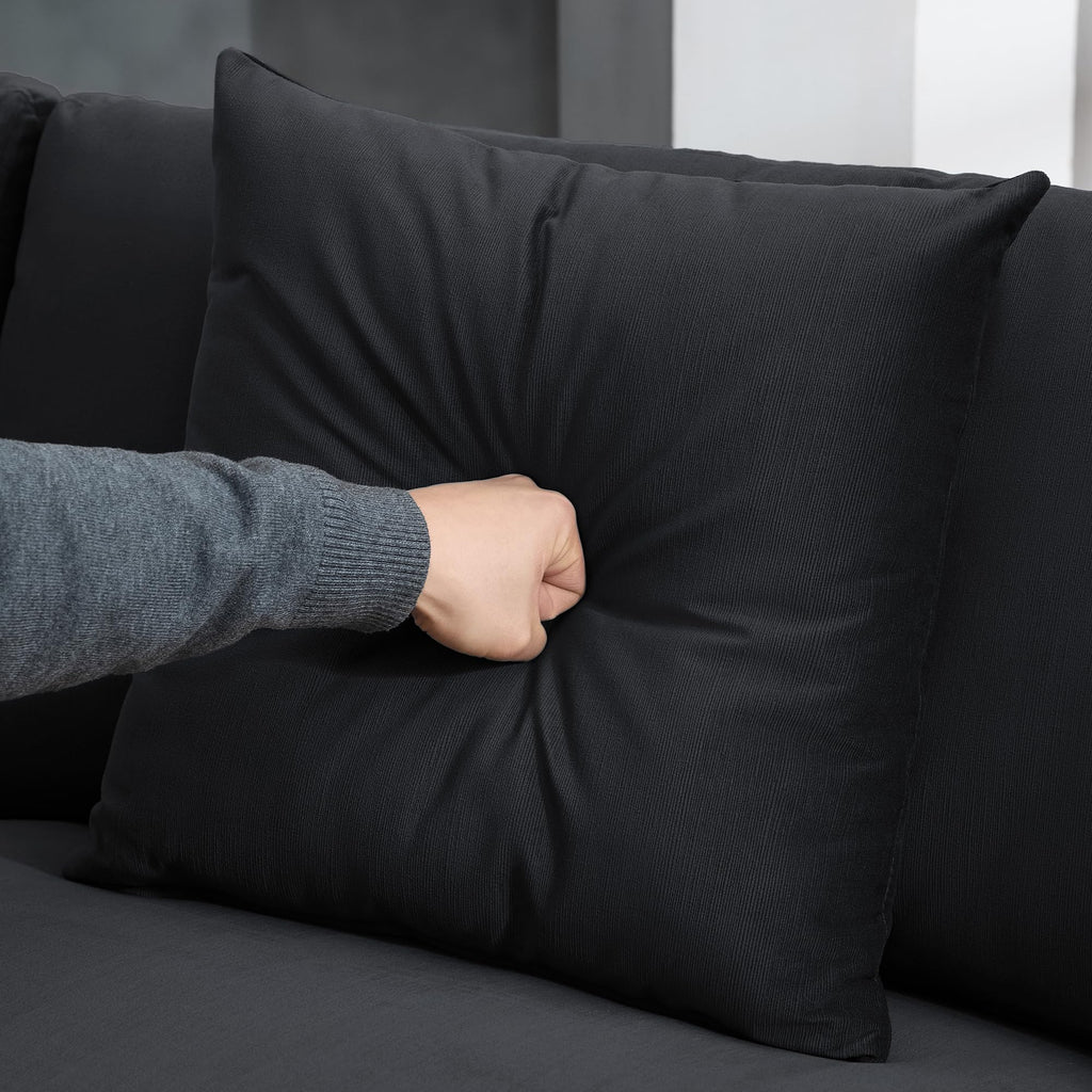 U Shaped Sectional Sofa, 141 in Cloud Couch, Black