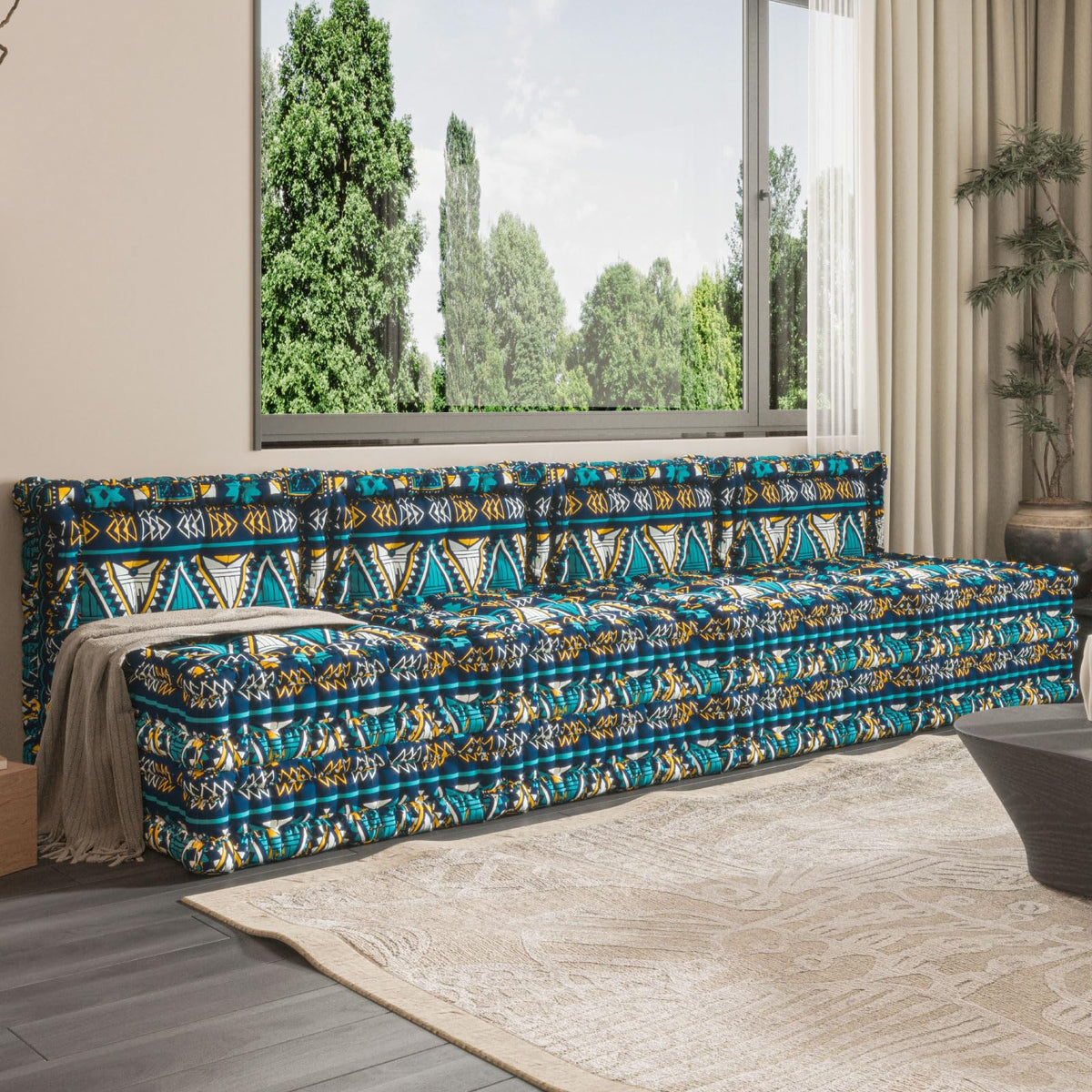 WOWMAX 3 Sets Floor Sofa Couch Bed Convertible Lazy Sofa Sleeper Bed, Floor Chair Bed Mattress Oversized Floor Pillow Ideal for Reading & Gaming, Home Decoration, Deep Blue